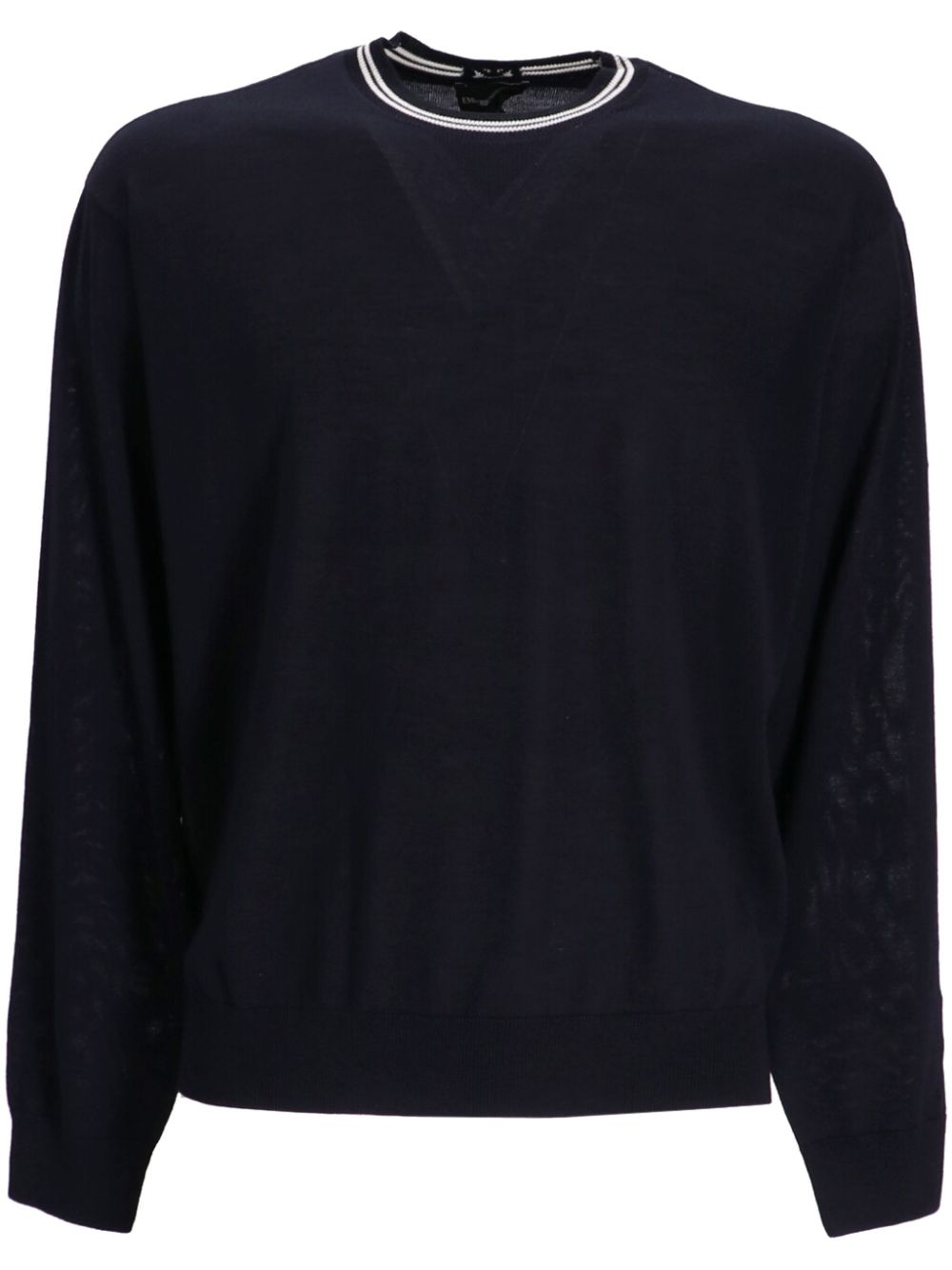 Emporio Armani stripe-trim virgin-wool jumper - Blue von Emporio Armani