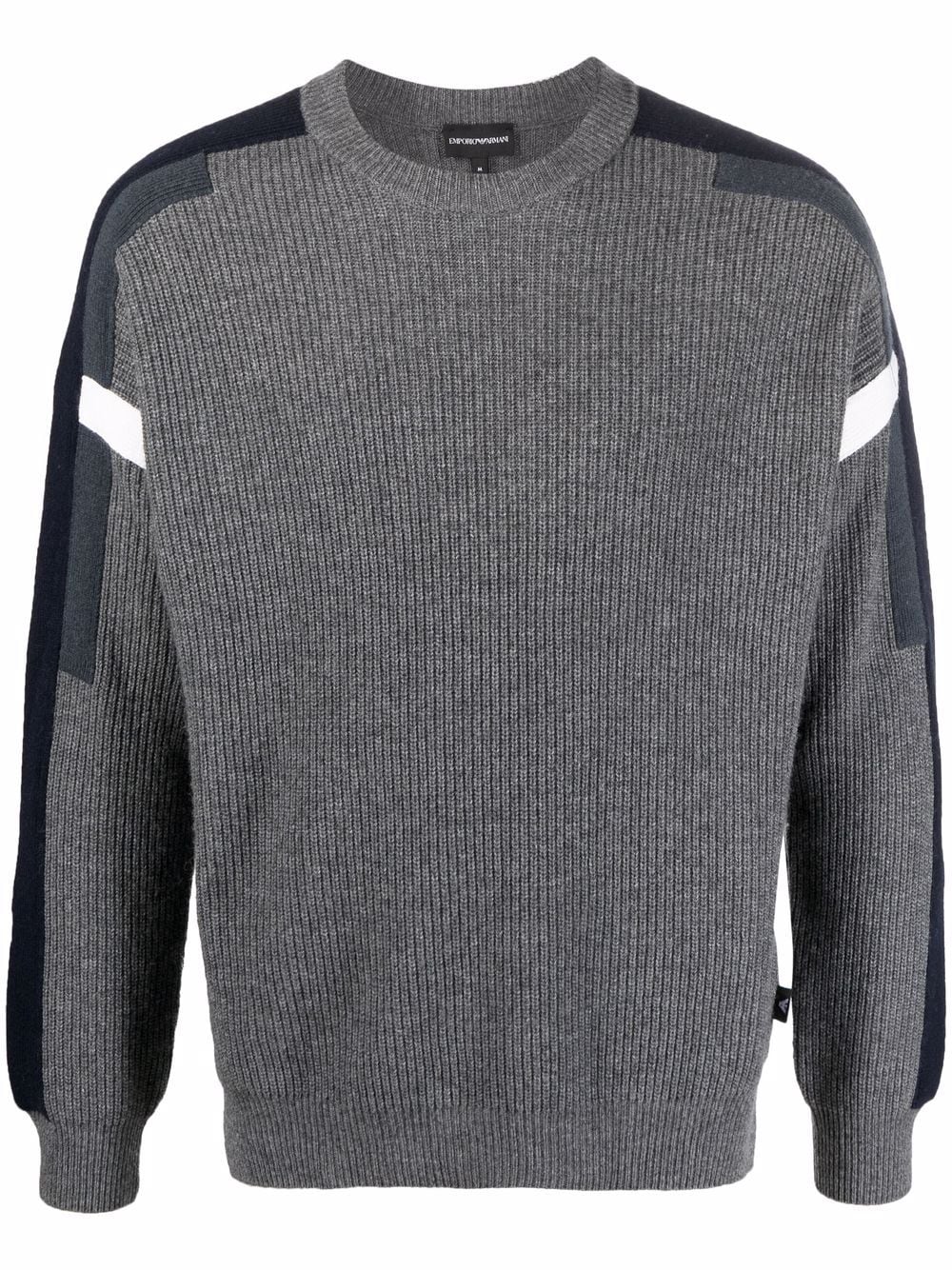 Emporio Armani striped ribbed crewneck sweater - Grey von Emporio Armani
