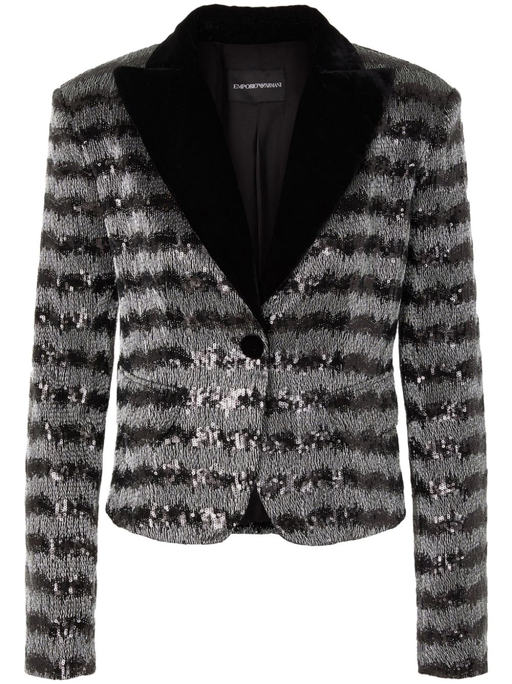 Emporio Armani striped sequin cropped blazer - Black von Emporio Armani