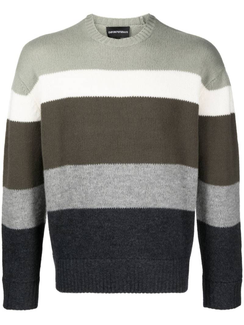 Emporio Armani striped virgin wool jumper - Green von Emporio Armani