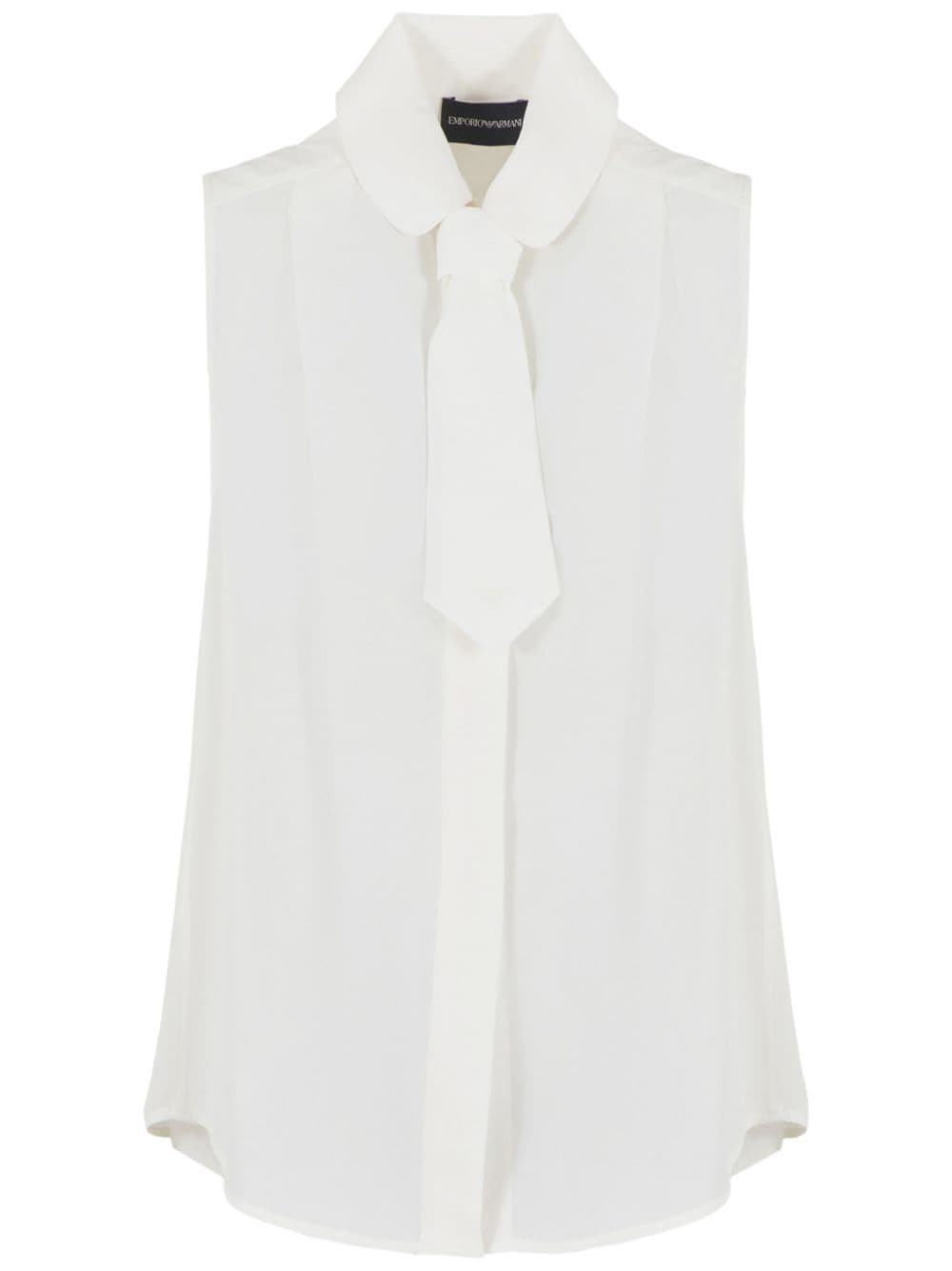 Emporio Armani tie-detail sleeveless blouse - White von Emporio Armani