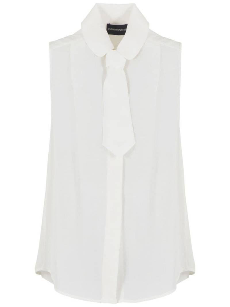 Emporio Armani tie-detail sleeveless blouse - White von Emporio Armani