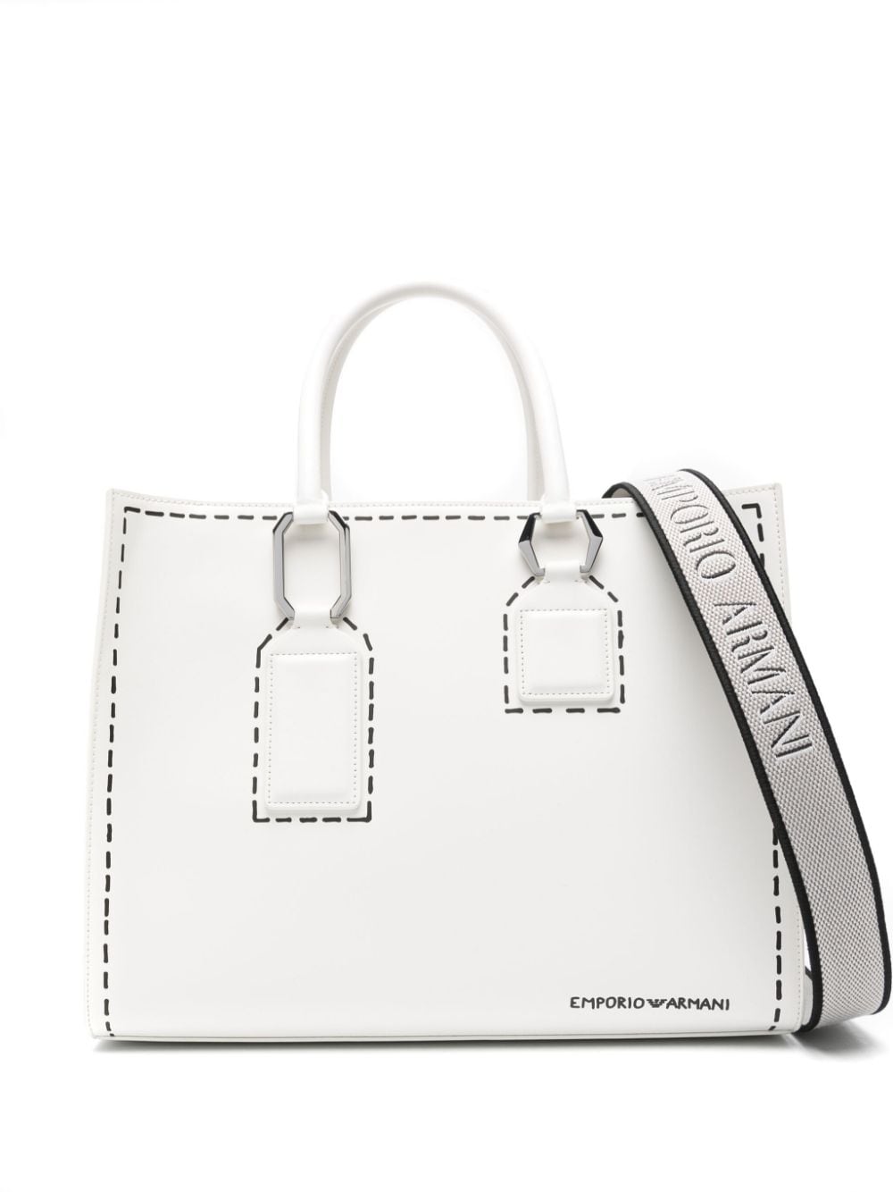 Emporio Armani trompe l'oeil stitching-print tote bag - White von Emporio Armani