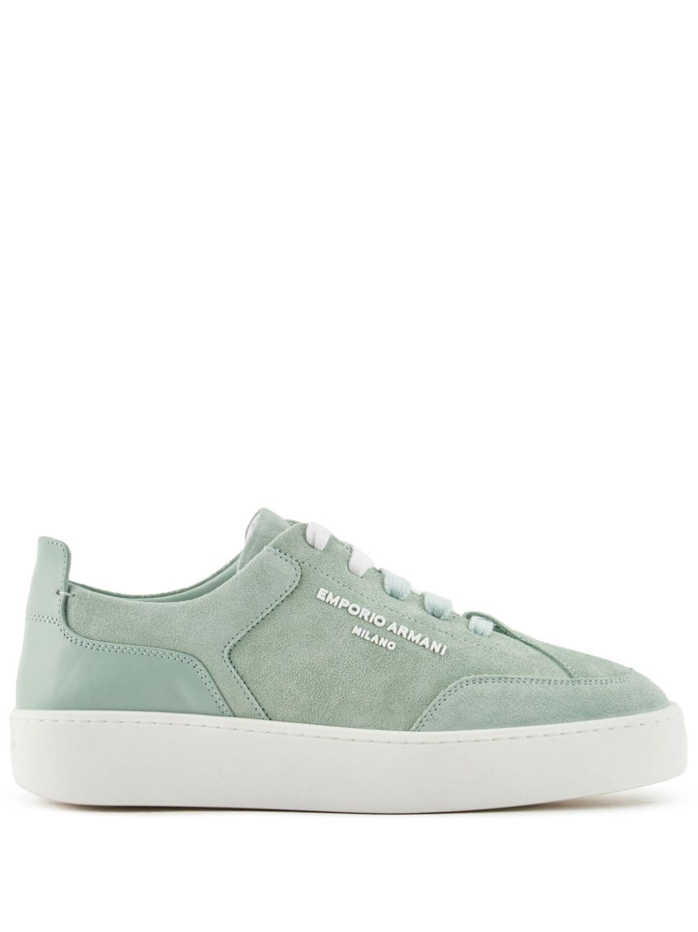 Emporio Armani velour-leather flatform sneakers - Blue von Emporio Armani