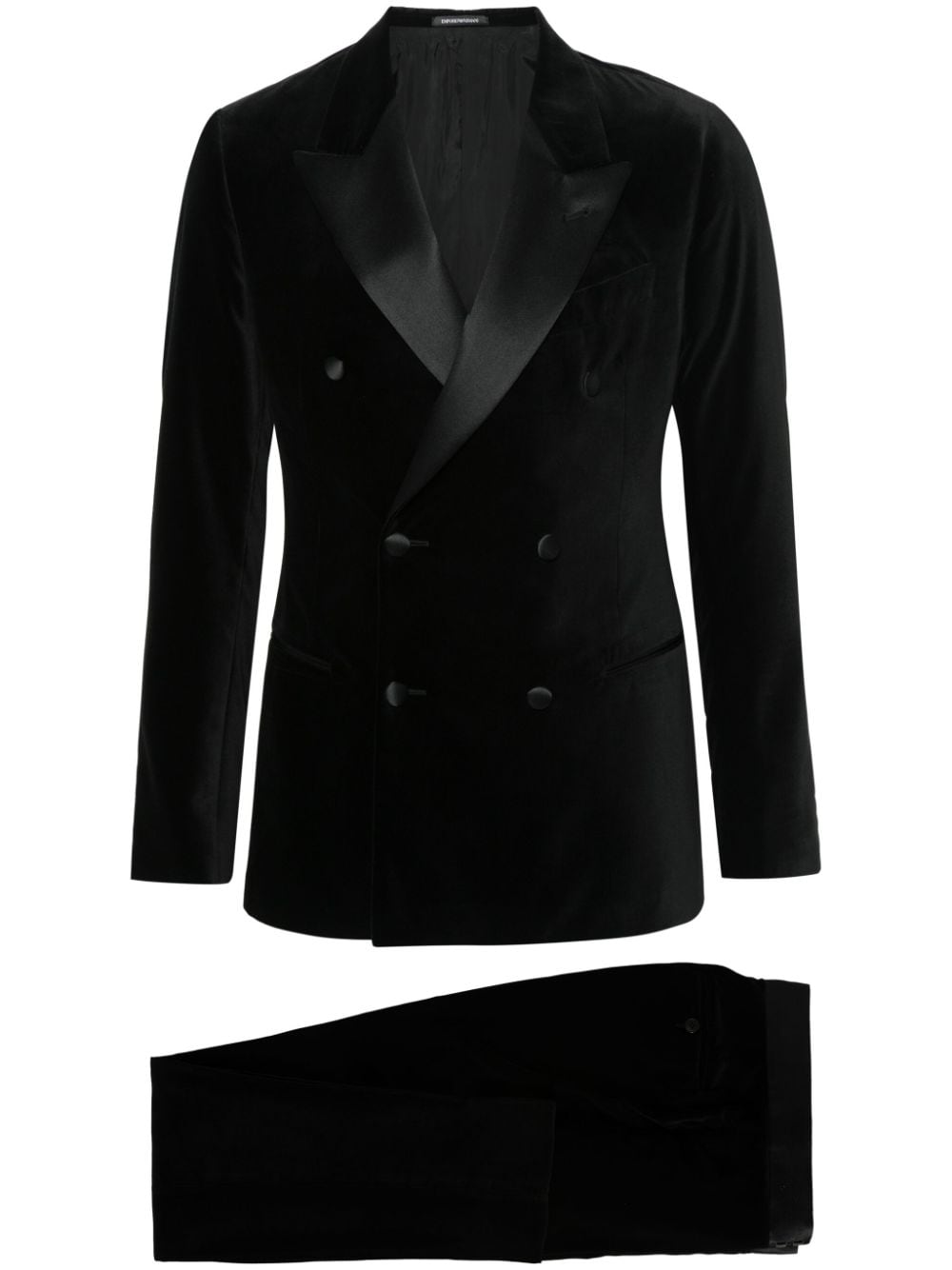 Emporio Armani velvet double-breasted suit - Black von Emporio Armani