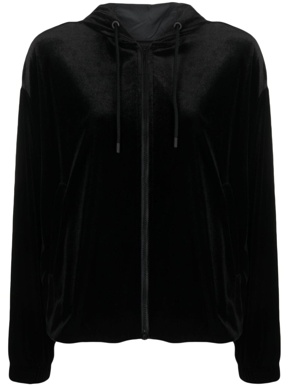 Emporio Armani zip-up chenille hoodie - Black von Emporio Armani