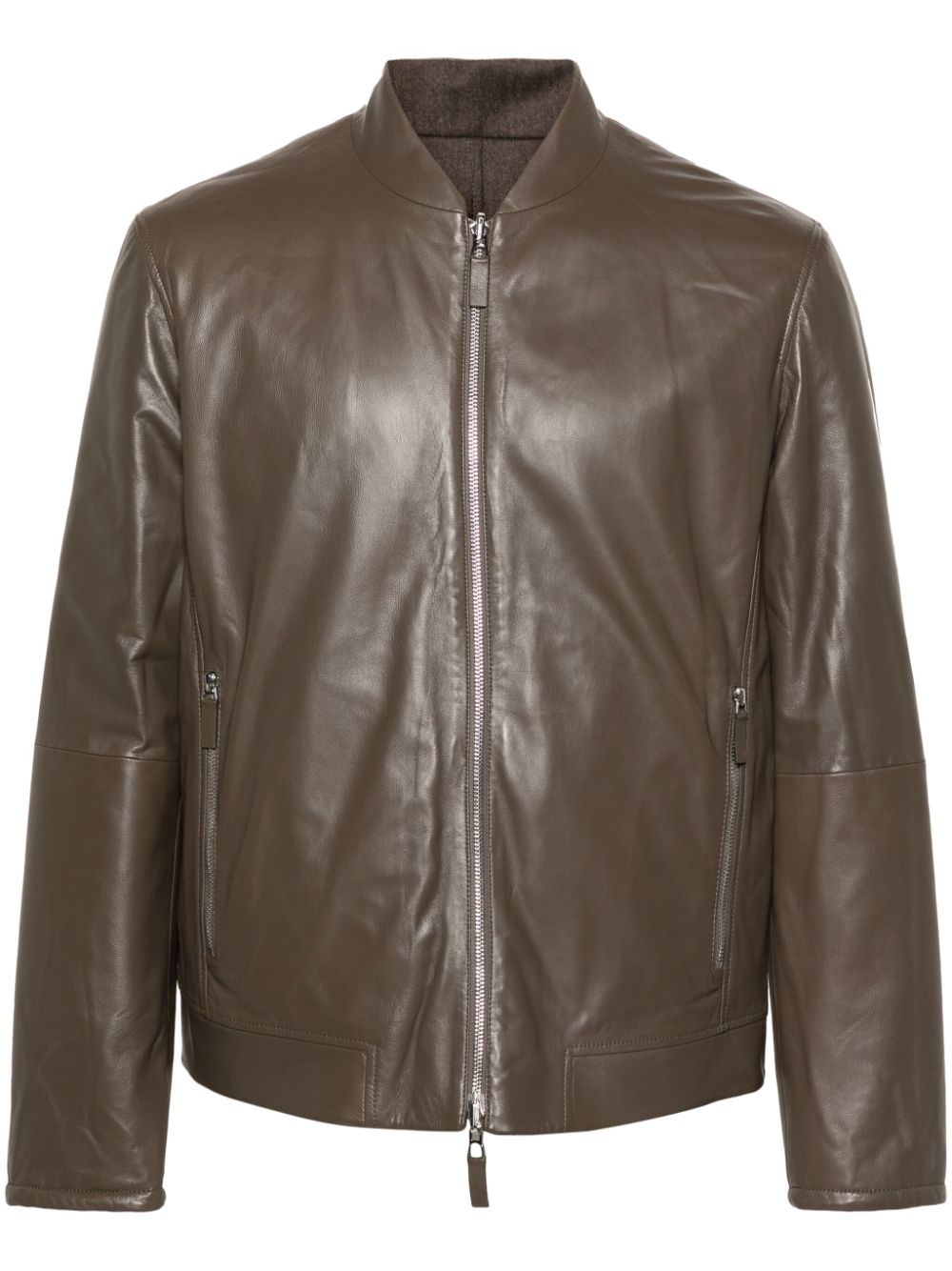 Emporio Armani zip-up leather jacket - Brown von Emporio Armani