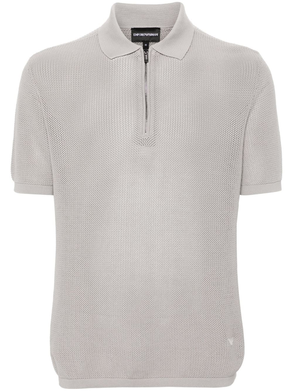 Emporio Armani zip-up open-knit polo shirt - Grey von Emporio Armani