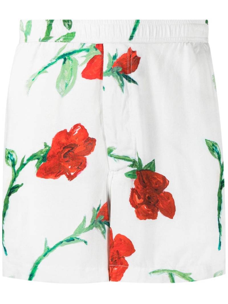 Endless Joy elasticated-waistband rose-print shorts - White von Endless Joy
