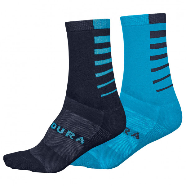 Endura - Coolmax Stripe Socken Doppelpack - Velosocken Gr L/XL;S/M blau;rot;schwarz von Endura