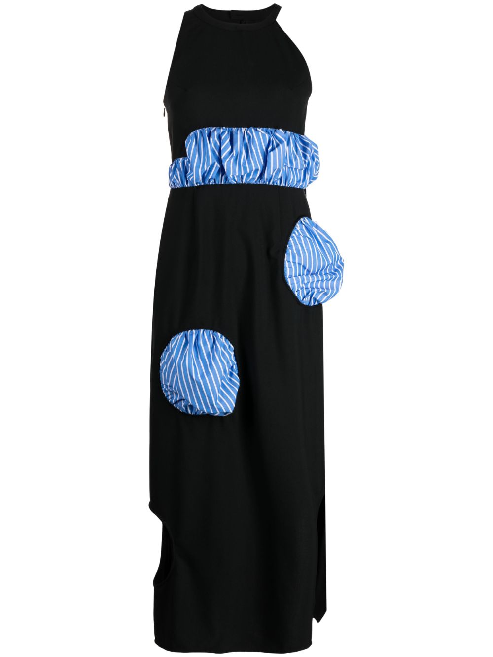 Enföld striped-panel sleeveless midi dress - Black