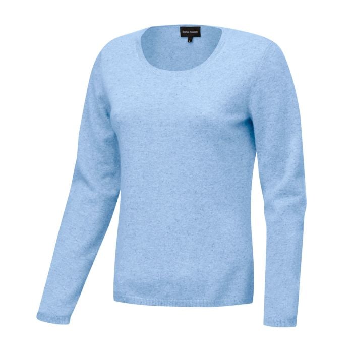 Pullover Damen aus Kaschmir GOTS-Zertifiziert, hellblau, XXL von Enrico Rosselli