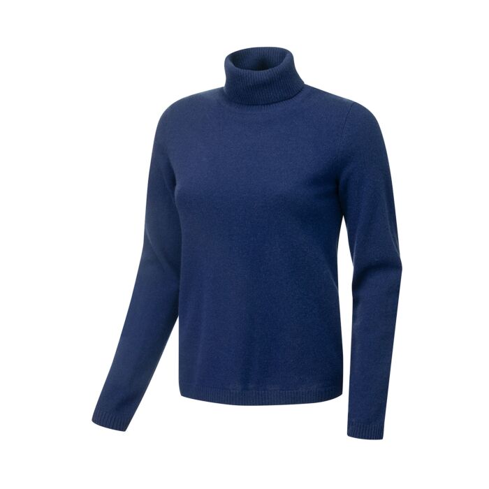 Rollkragenpullover Damen aus Kaschmir Gots, marine von Enrico Rosselli