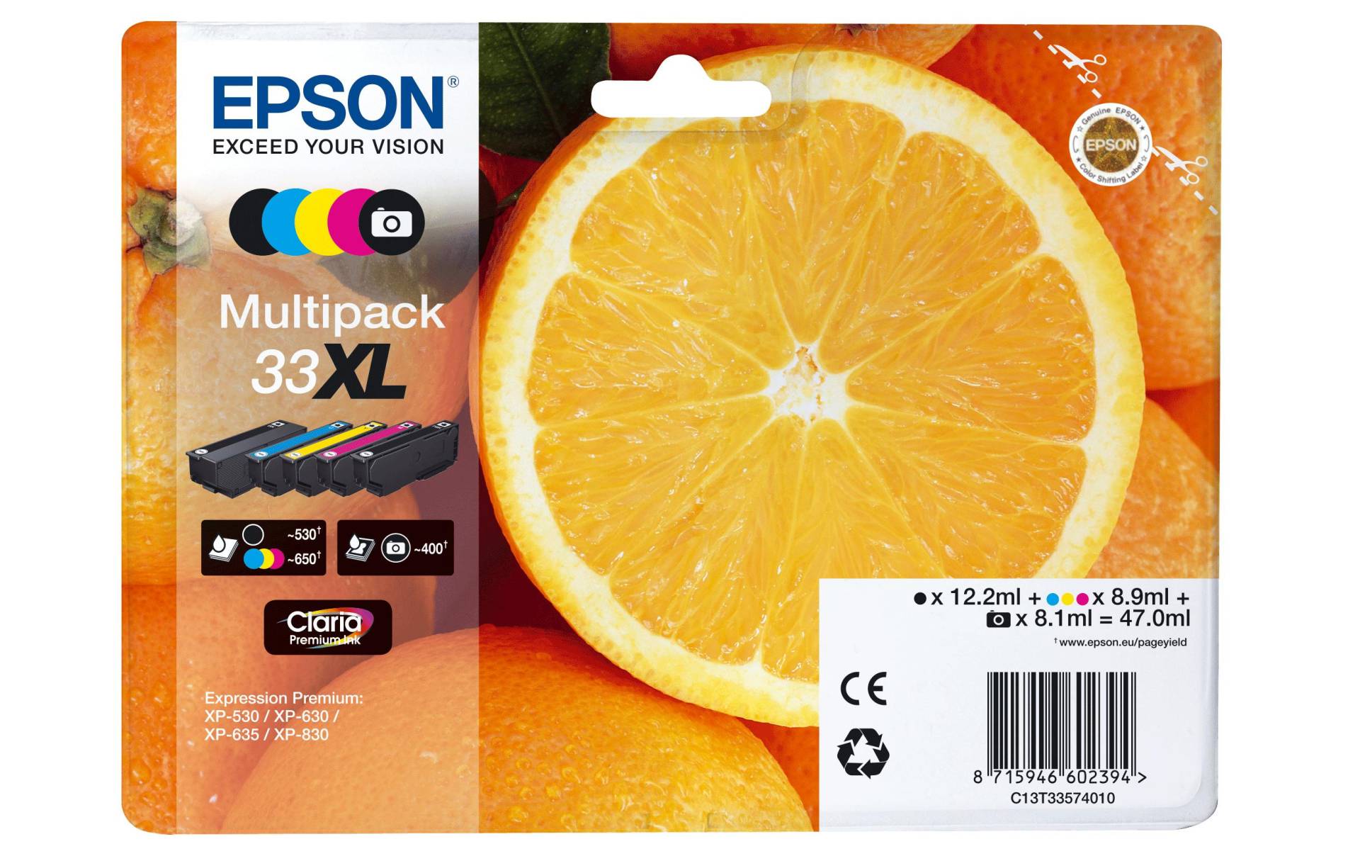 Epson Tintenpatrone »Nr. 33XL / C13T33574011 BK, BK Photo, C, M, Y«, (5 St.) von Epson