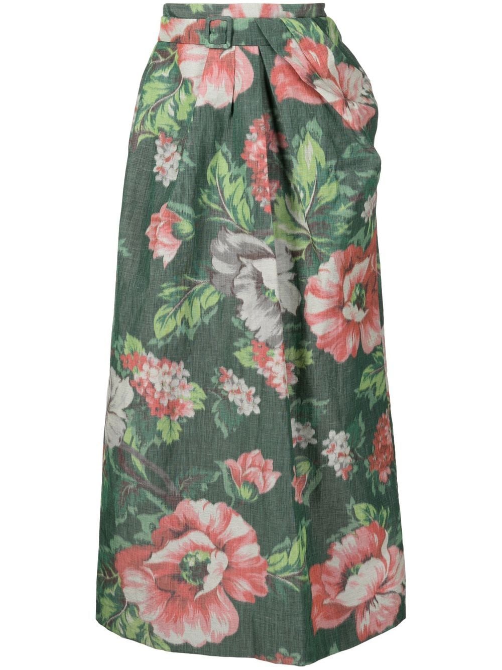 ERDEM belted floral skirt - Green von ERDEM