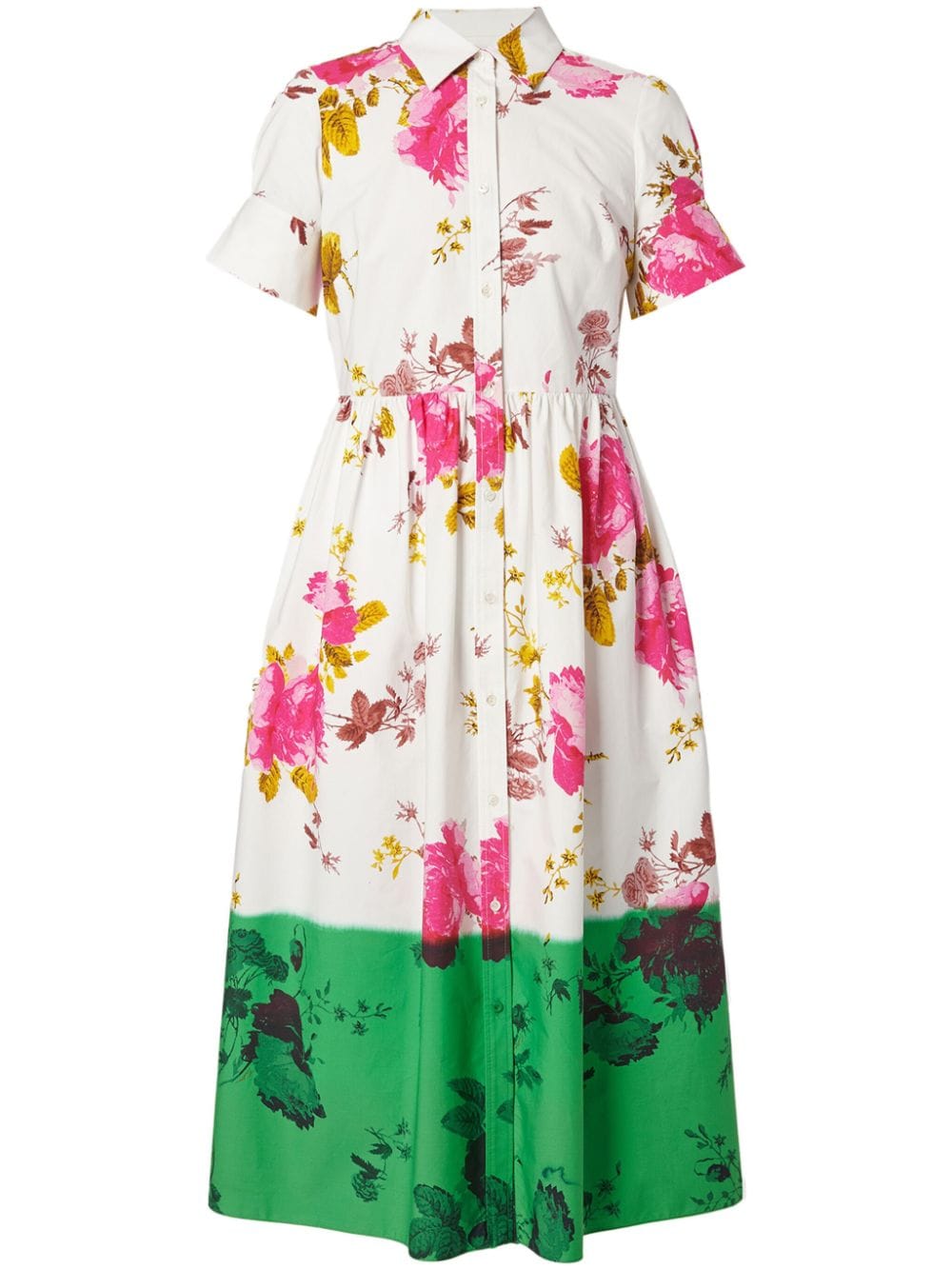 Erdem dipped-hem floral-print shirt dress - Neutrals von Erdem