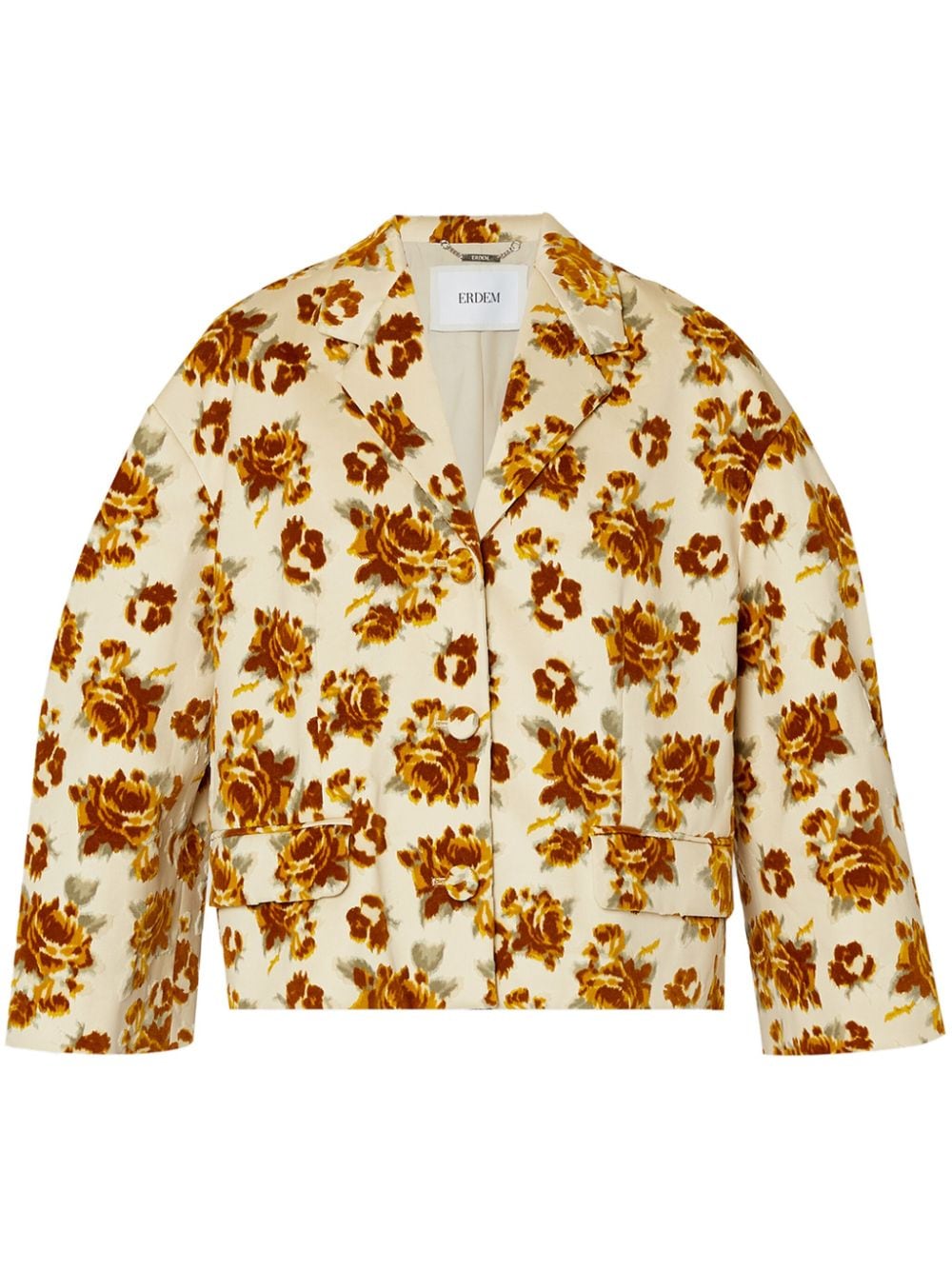 ERDEM floral-pattern velvet cropped jacket - Neutrals von ERDEM