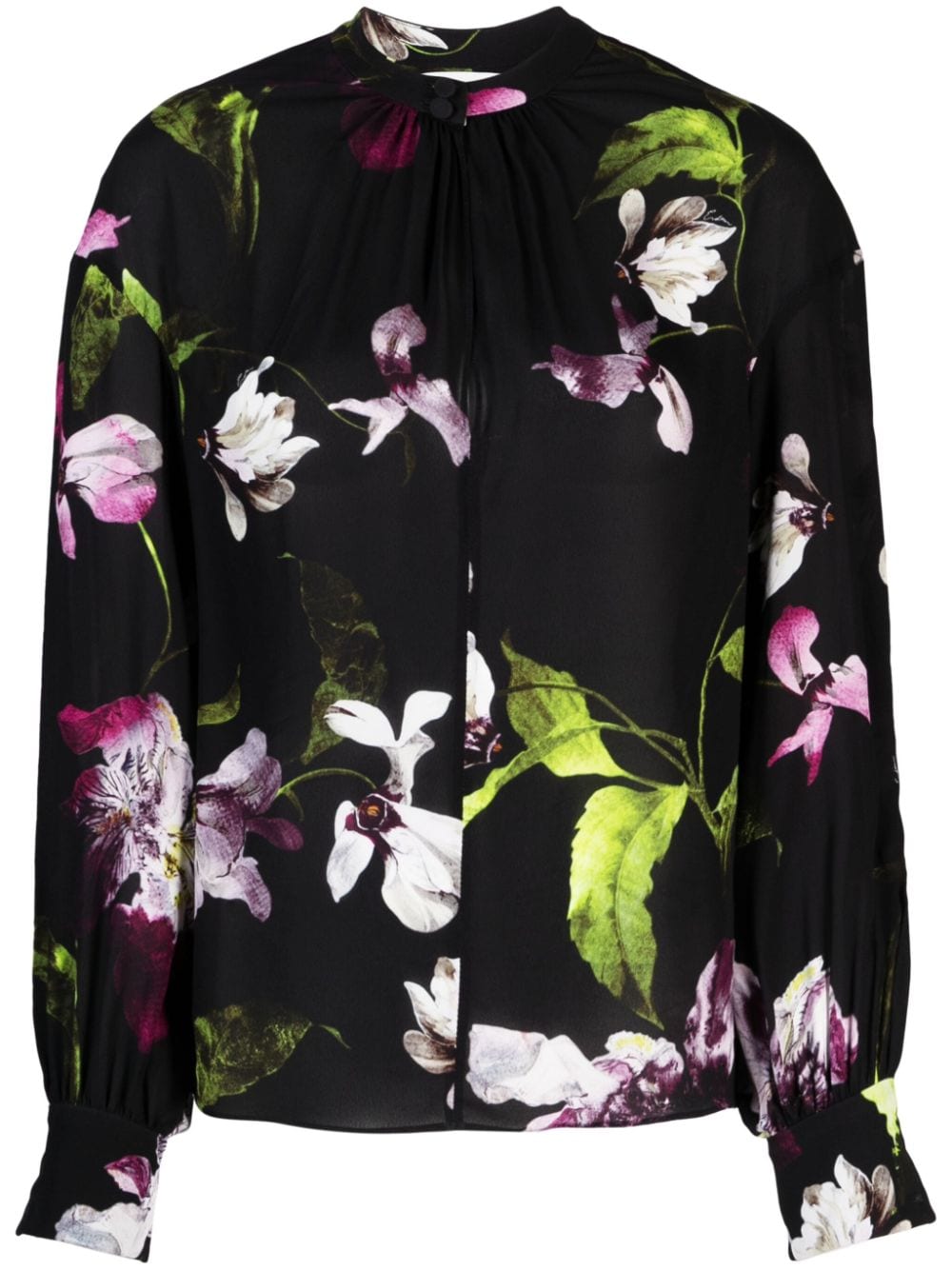 Erdem floral-print balloon-sleeve blouse - Black von Erdem