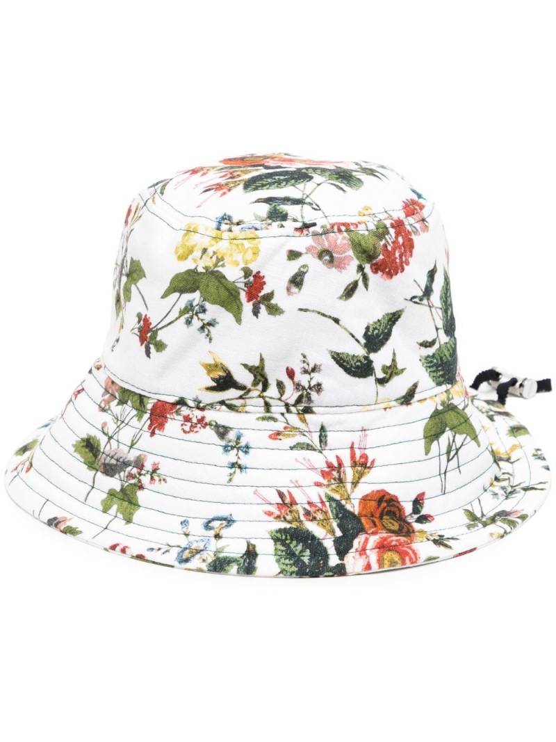 ERDEM floral-print linen bucket hat - White von ERDEM