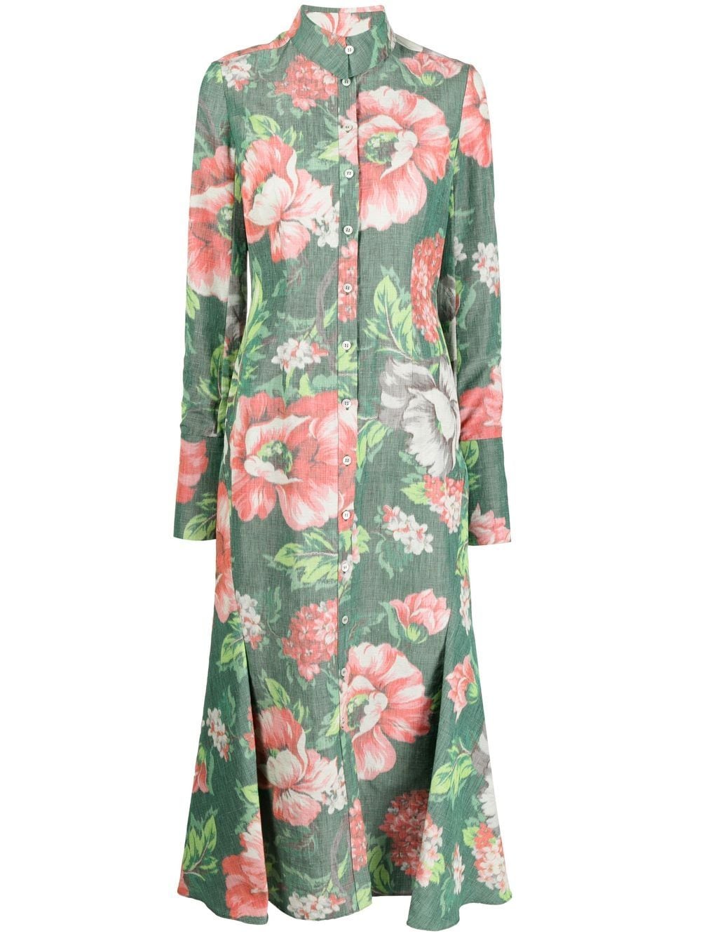 ERDEM floral-print linen shirtdress - Green von ERDEM