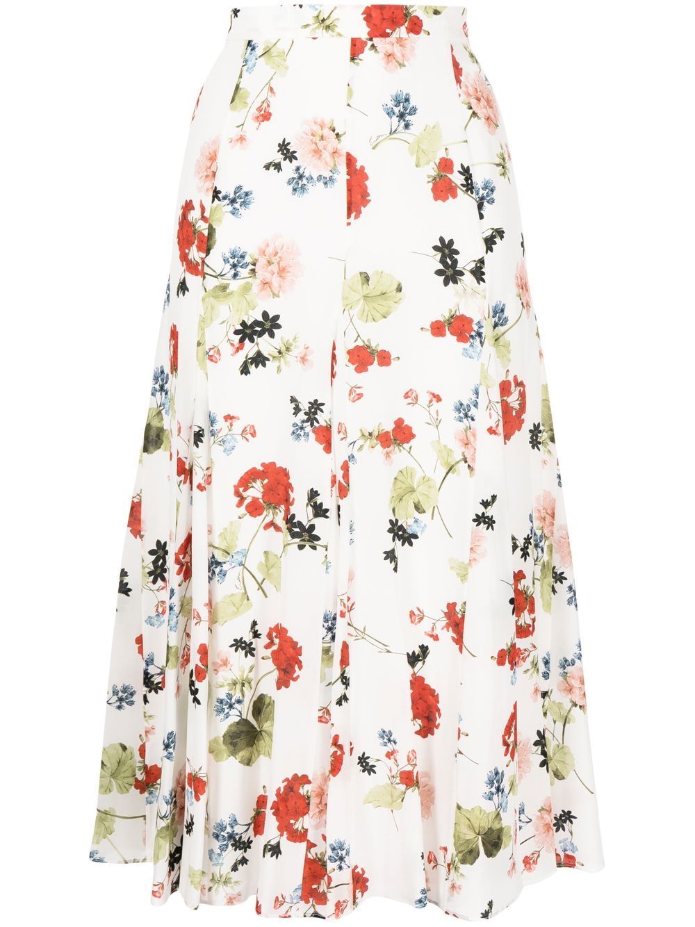 Erdem floral-print midi silk skirt - White von Erdem