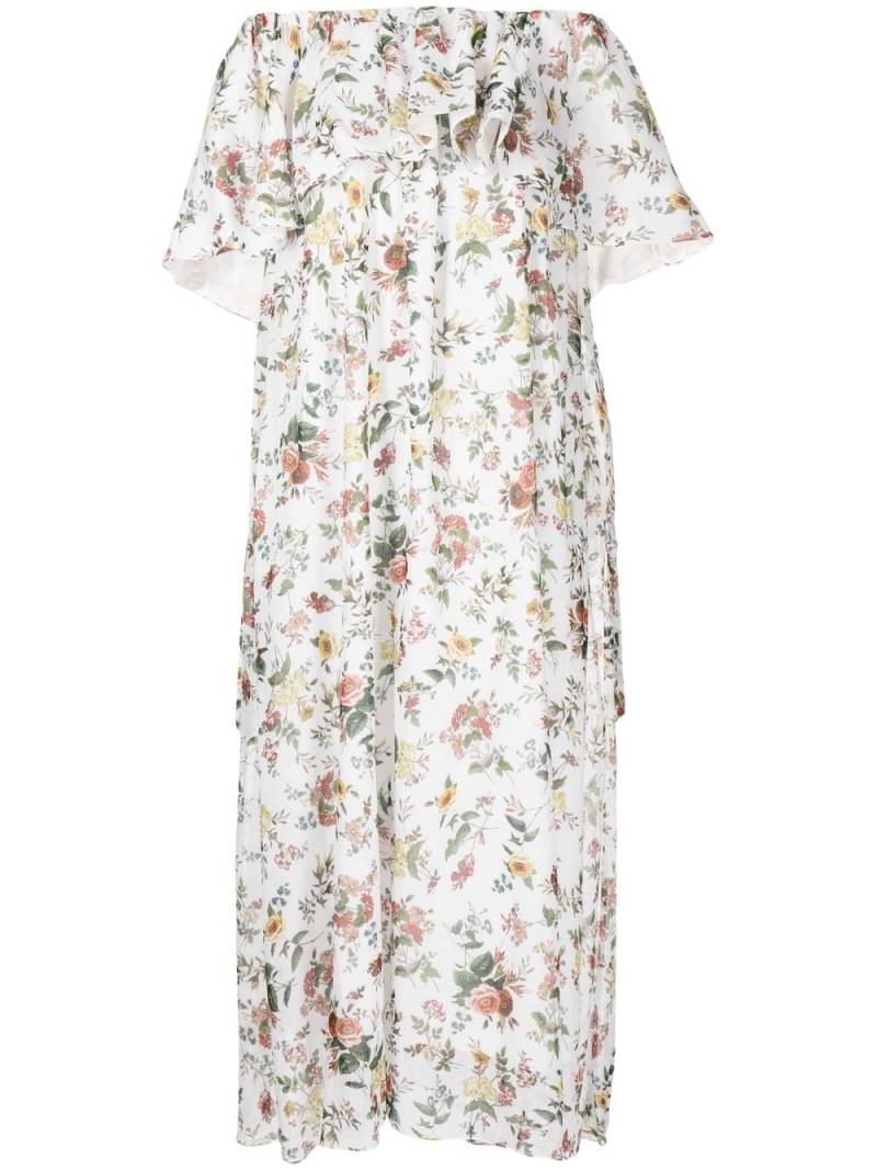 ERDEM floral-print ruffle-tiered dress - White von ERDEM