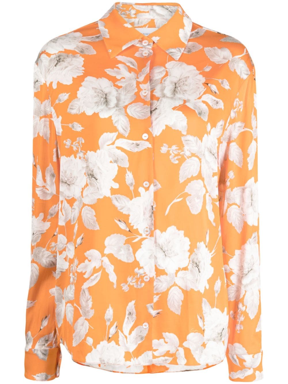 Erdem floral-print satin shirt - Orange von Erdem