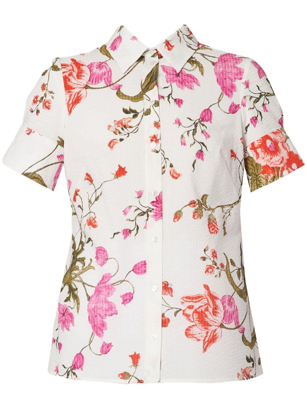 Erdem floral-print seersucker shirt - White von Erdem