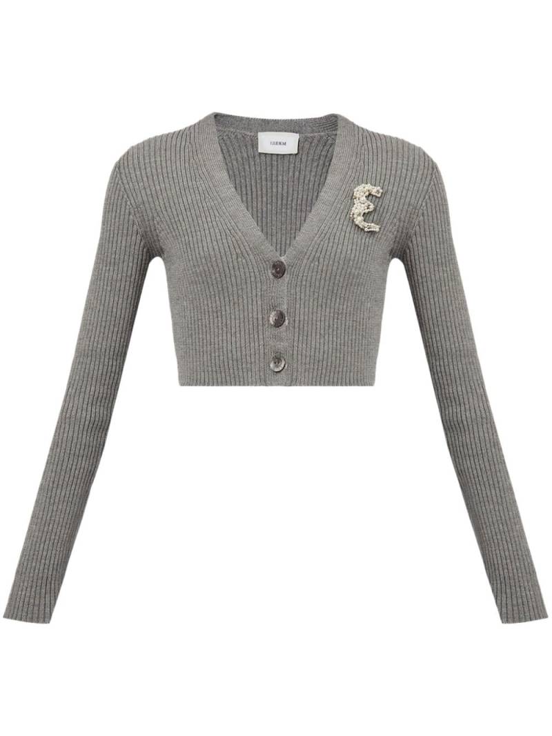 ERDEM logo-embellished merino cardigan - Grey von ERDEM