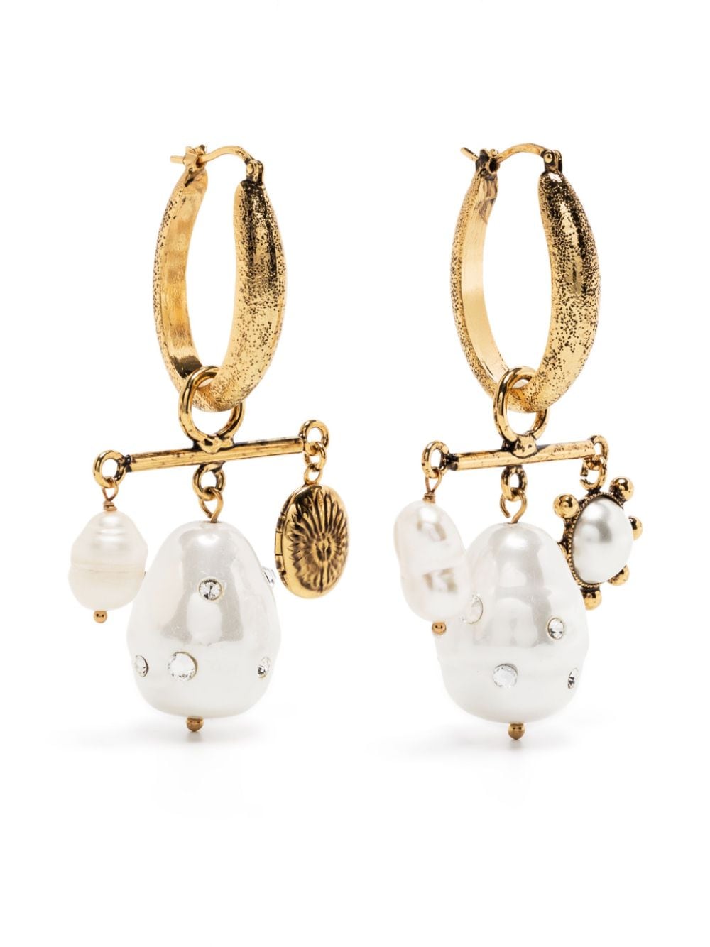 Erdem mixed charm pearl drop earrings - Gold von Erdem