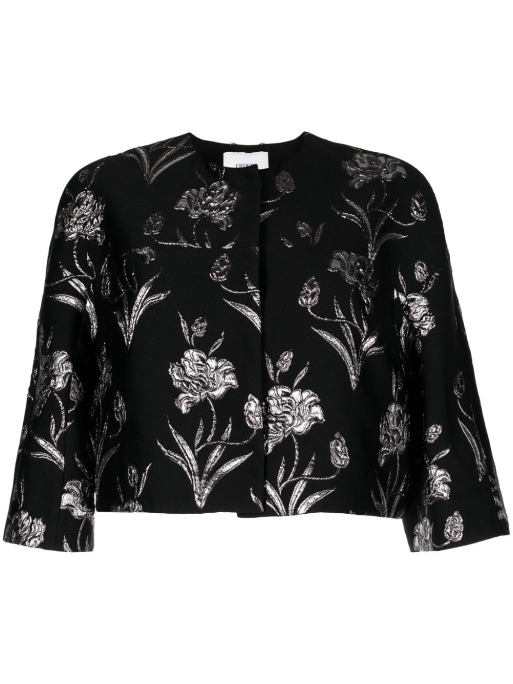 Erdem patterned-jacquard cropped jacket - Black von Erdem