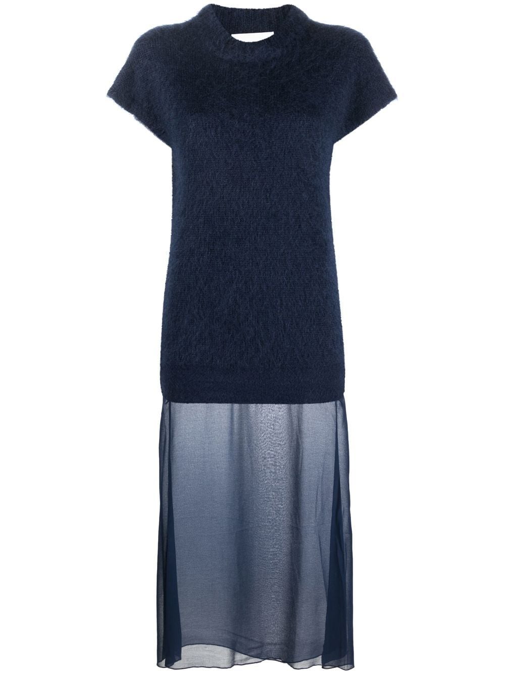 Erika Cavallini semi-sheer hem mohair dress - Blue von Erika Cavallini