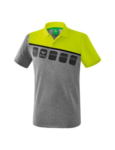 Erima 5-C Poloshirt für Kinder - grau melange/lime pop/schwarz (Grösse: 152) von Erima