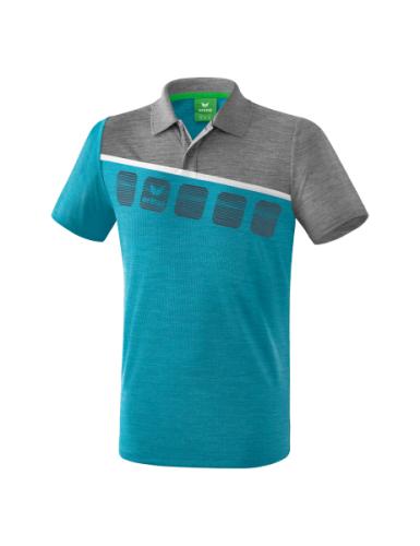 Erima 5-C Poloshirt für Kinder - oriental blue melange/grau melange/weiß (Grösse: 152) von Erima