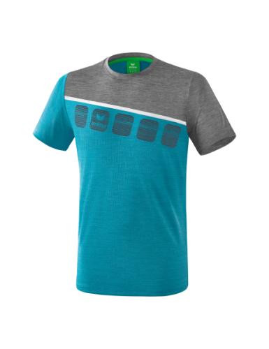 Erima 5-C T-Shirt für Kinder - oriental blue melange/grau melange/weiß (Grösse: 152) von Erima