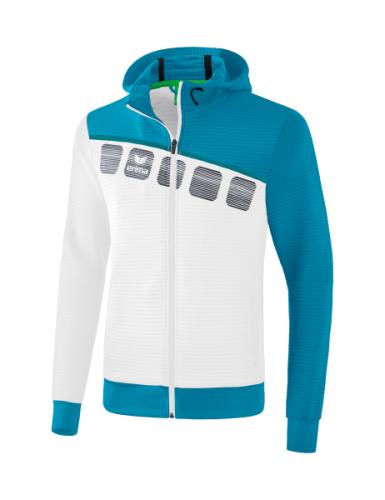 Erima 5-C Trainingsjacke mit Kapuze - weiß/oriental blue/colonial blue (Grösse: XXXL) von Erima