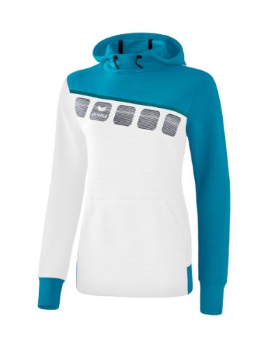 Erima Frauen 5-C Kapuzensweat - weiß/oriental blue/colonial blue (Grösse: 40) von Erima