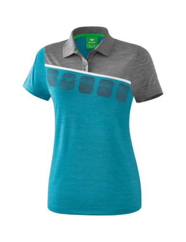 Erima Frauen 5-C Poloshirt - oriental blue melange/grau melange/weiß (Grösse: 40) von Erima