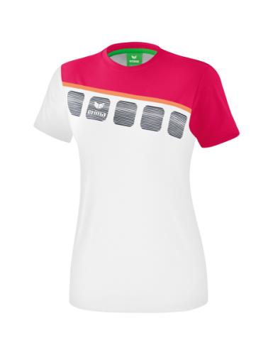 Erima Frauen 5-C T-Shirt - weiß/love rose/peach (Grösse: 40) von Erima