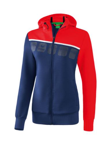 Erima Frauen 5-C Trainingsjacke mit Kapuze - new navy/rot/weiß (Grösse: 38) von Erima