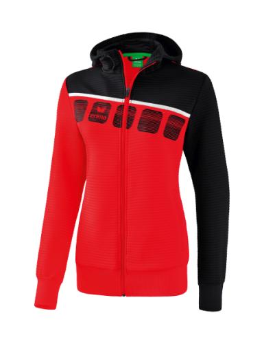 Erima Frauen 5-C Trainingsjacke mit Kapuze - rot/schwarz/weiß (Grösse: 42) von Erima