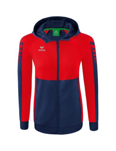 Erima Frauen Six Wings Trainingsjacke mit Kapuze - new navy/rot (Grösse: 34) von Erima