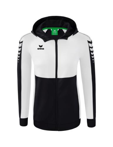 Erima Frauen Six Wings Trainingsjacke mit Kapuze - schwarz/weiß (Grösse: 38) von Erima