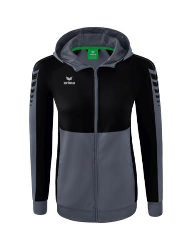 Erima Frauen Six Wings Trainingsjacke mit Kapuze - slate grey/schwarz (Grösse: 38) von Erima