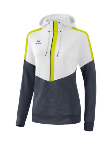 Erima Frauen Squad Kapuzensweat - weiß/slate grey/bio lime (Grösse: 42) von Erima