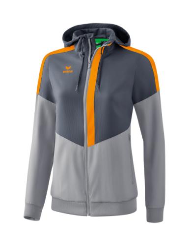 Erima Frauen Squad Tracktop Jacke mit Kapuze - slate grey/monument grey/new orange (Grösse: 36) von Erima