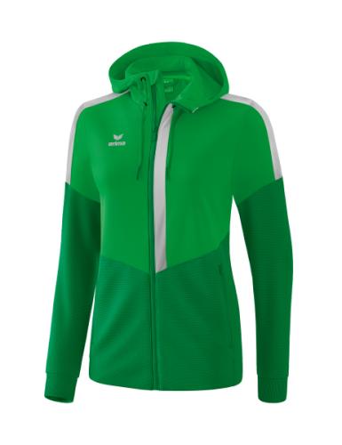 Erima Frauen Squad Trainingsjacke mit Kapuze - fern green/smaragd/silver grey (Grösse: 38) von Erima