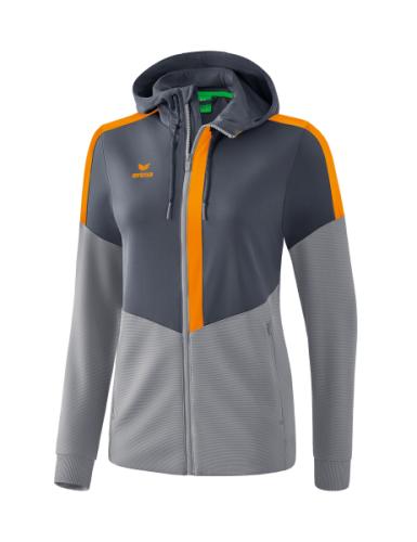 Erima Frauen Squad Trainingsjacke mit Kapuze - slate grey/monument grey/new orange (Grösse: 42) von Erima