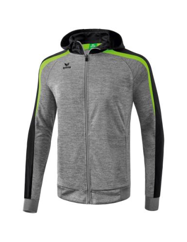 Erima Liga 2.0 Trainingsjacke mit Kapuze für Kinder - grau melange/schwarz/green gecko (Grösse: 152) von Erima