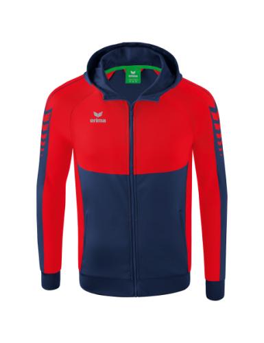 Erima Six Wings Trainingsjacke mit Kapuze für Kinder - new navy/rot (Grösse: 140) von Erima